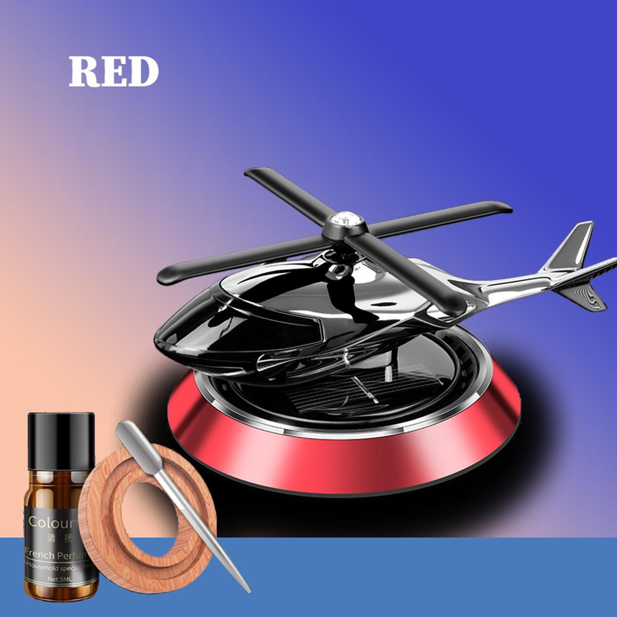 Car Aroma Air Freshener Perfume Solar Power |Car Dashboard Helicopter Decoration With Refill Perfume